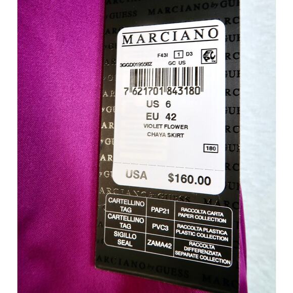 Marciano Chaya skirt in a satin magenta violet flower color size 6 - Picture 4 of 6